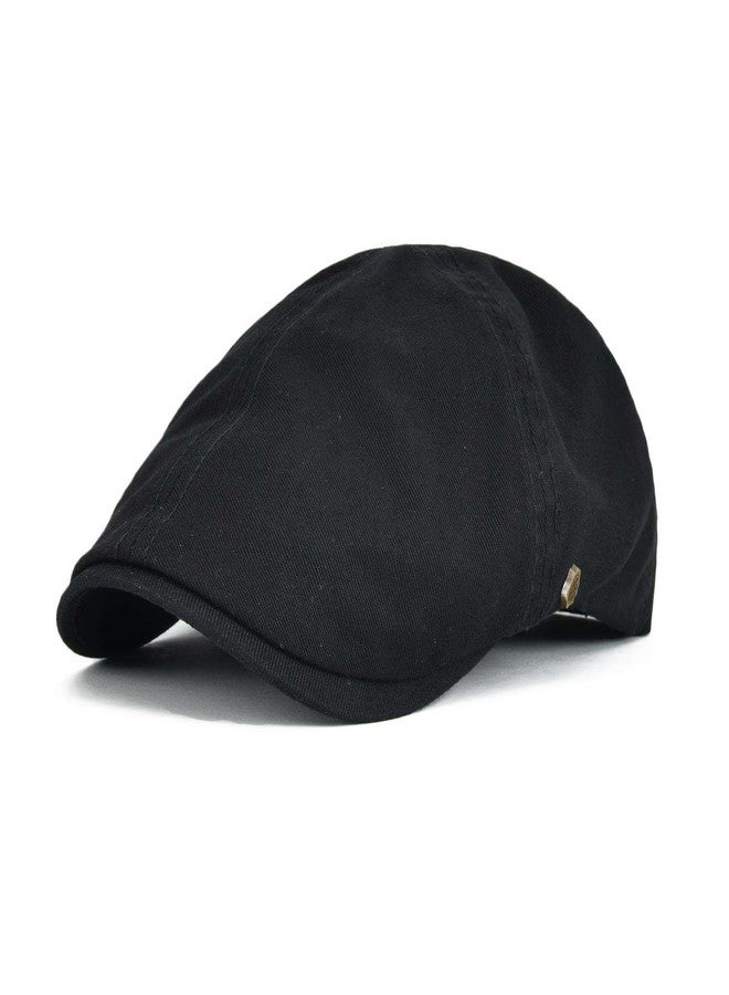 VOBOOM Cotton Flat Cabbie Hat Gatsby Ivy Irish Hunting Newsboy Cap (Black) - Image 1